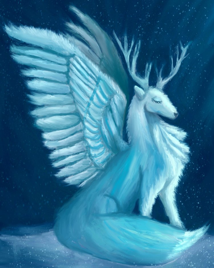 Celestial Winged Deer - Creature design concept, done in Photoshop and Procreate